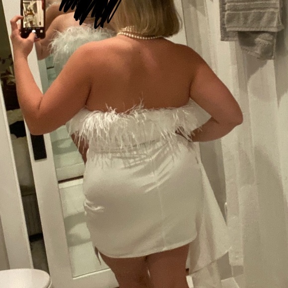 White Feather Dress (perfect for Bachelorette!!) - Picture 2 of 5